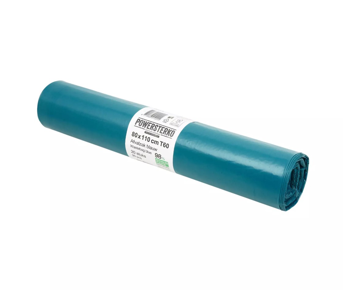 Afvalzak LDPE Blauw 80x110cm 20st